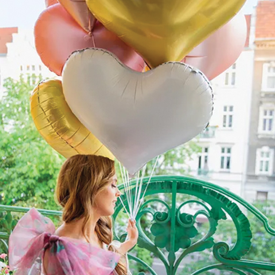 Folieballon Satijnen hart – mat wit (L) Folieballon Satijnen hart – mat wit (L)